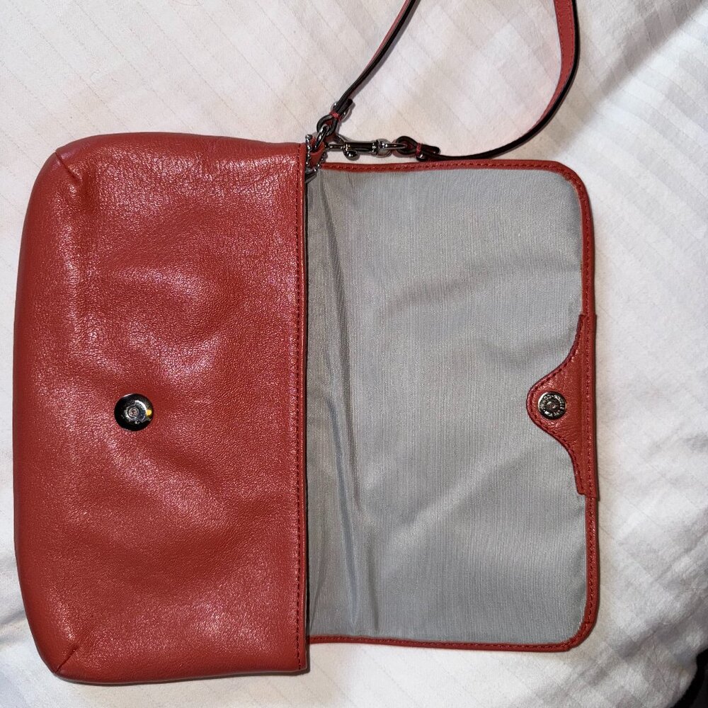 Coach Salmon Pink Leather Wristlet Clutch - Picture 4 of 5